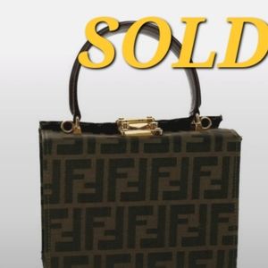 SOLD!!!!  FENDI Zucca Canvas Hand Bag Nylon Brown Black
